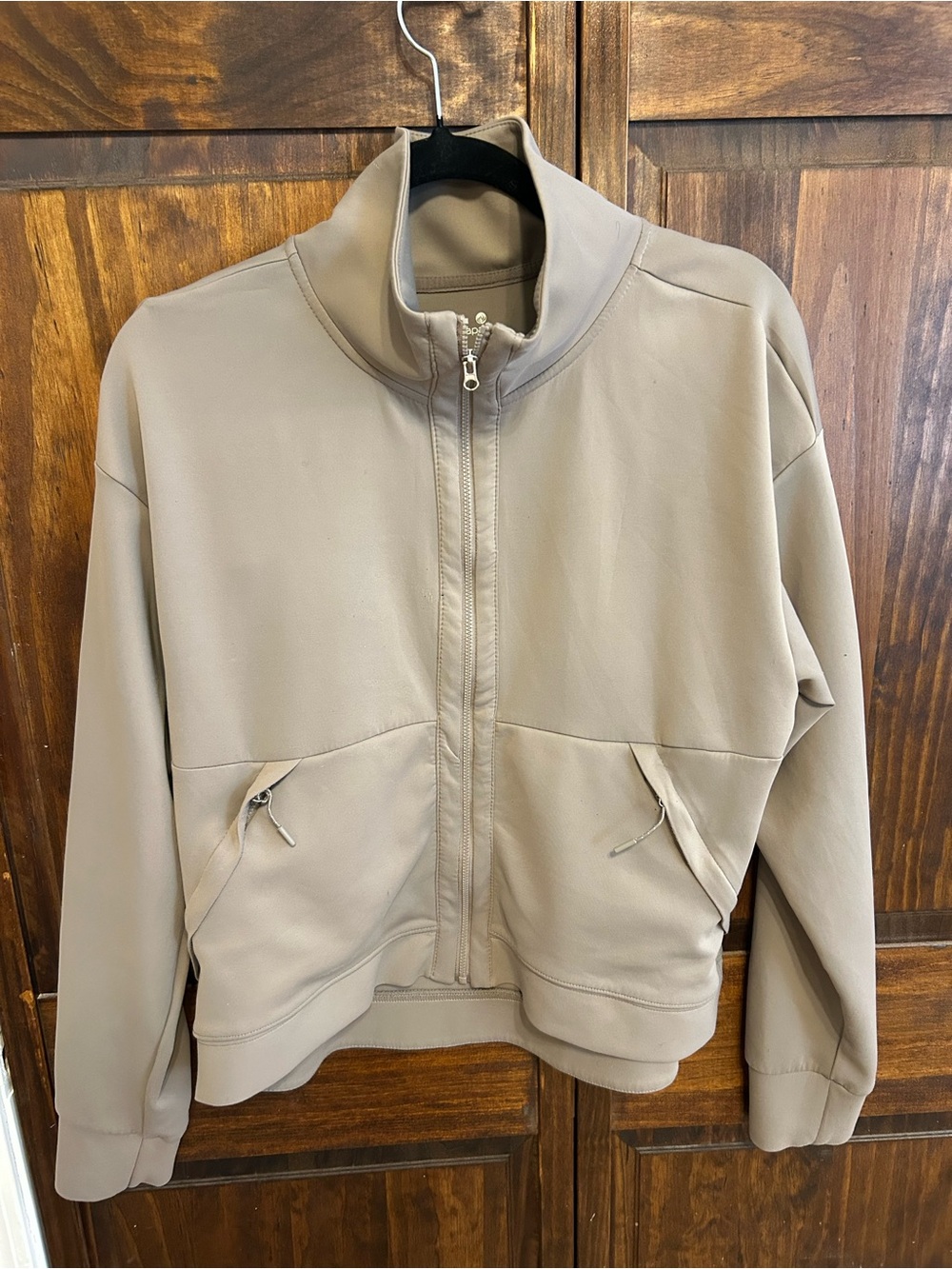 Apana Taupe Zip-Up Bomber Jacket